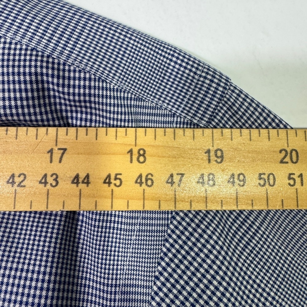 Black Brown 1826 Mens Blue Check Egyptian Cotton Slim Fit Non Iron Shirt 16.5 34 - Picture 14 of 16